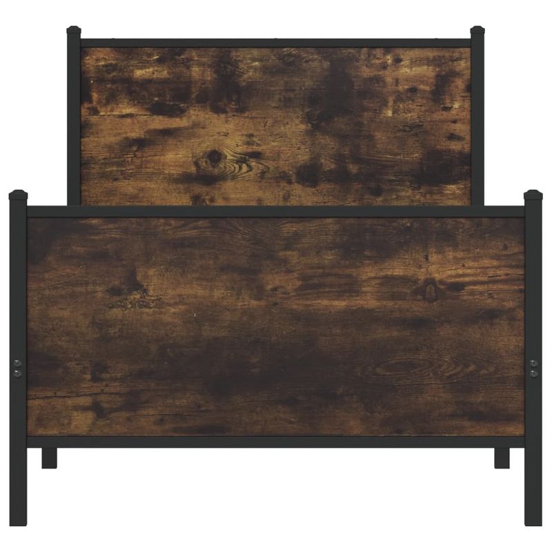 Casa si Gradina - Mobilier - Paturi si accesorii - Paturi - Cadru pat metalic tablie cap/picioare, stejar fumuriu 90x200 cm, model cu tăblie și suport de picioare - Infinity.ro