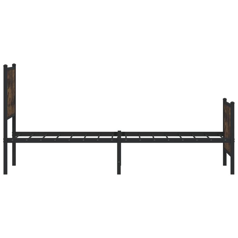 Casa si Gradina - Mobilier - Paturi si accesorii - Paturi - Cadru pat metalic tablie cap/picioare, stejar fumuriu 90x200 cm, model cu tăblie și suport de picioare - Infinity.ro