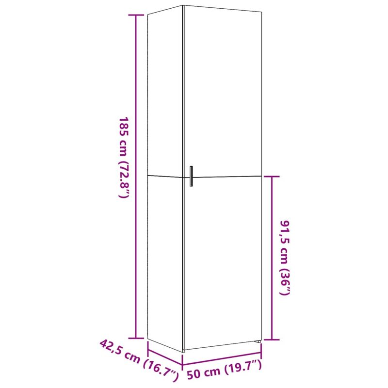 Casa si Gradina - Mobilier - Comode si corpuri - Corpuri bucatarie - Dulap inalt, alb, 50x42,5x185 cm, lemn prelucrat - Infinity.ro