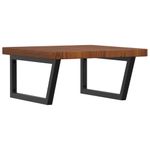 Casa si Gradina - Mobilier - Comode si corpuri - Masute de toaleta - Raft pentru lavoar montat pe perete, otel și lemn masiv stejar, maro închis și negru, mărime 60x60x4 cm, model trapez - Infinity.ro