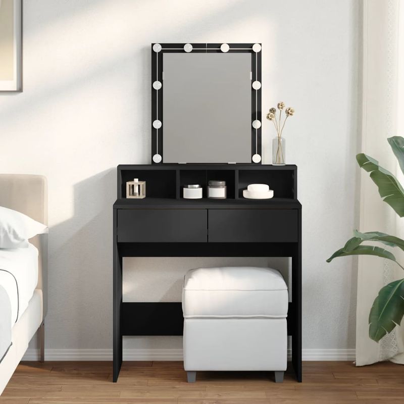 Casa si Gradina - Mobilier - Comode si corpuri - Masute de toaleta - Masa de toaleta cu LED, negru, 80x41x144,5 cm - Infinity.ro