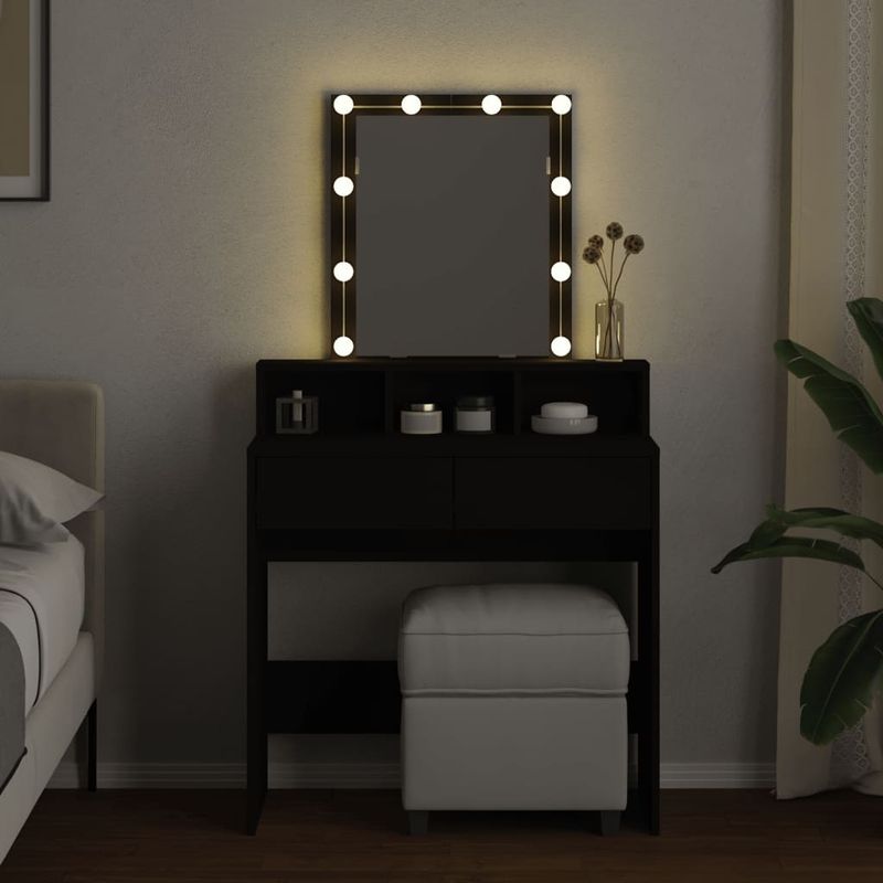 Casa si Gradina - Mobilier - Comode si corpuri - Masute de toaleta - Masa de toaleta cu LED, negru, 80x41x144,5 cm - Infinity.ro