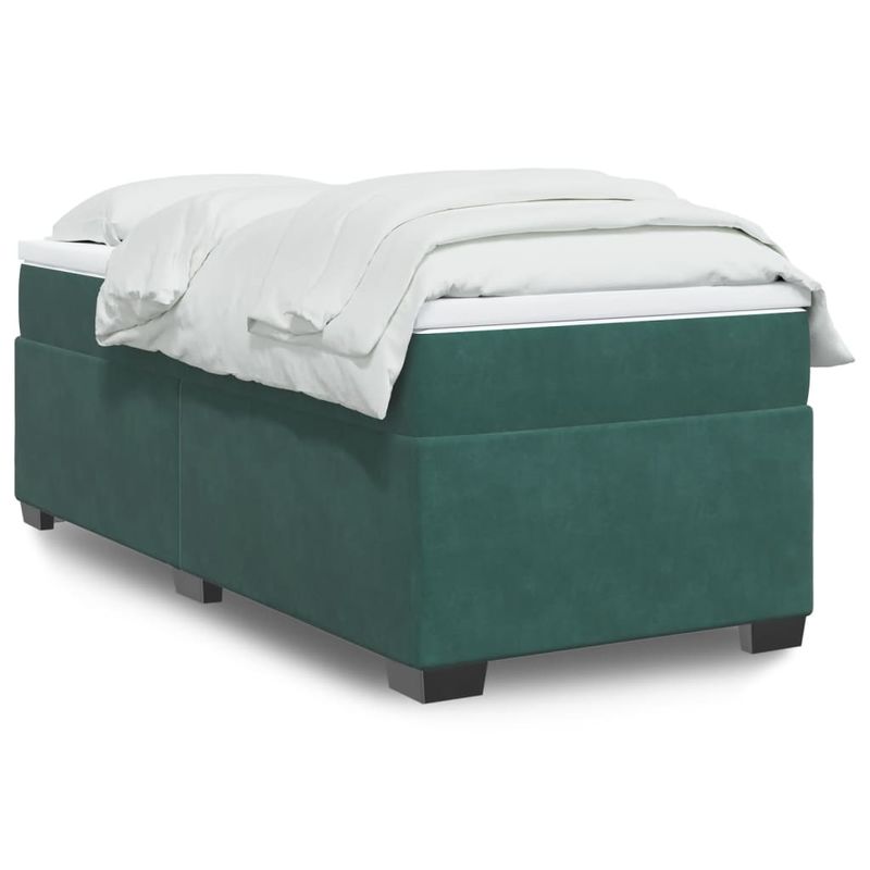 Casa si Gradina - Mobilier - Paturi si accesorii - Paturi - Pat continental cu saltea, verde inchis, 80x200 cm, catifea - Infinity.ro