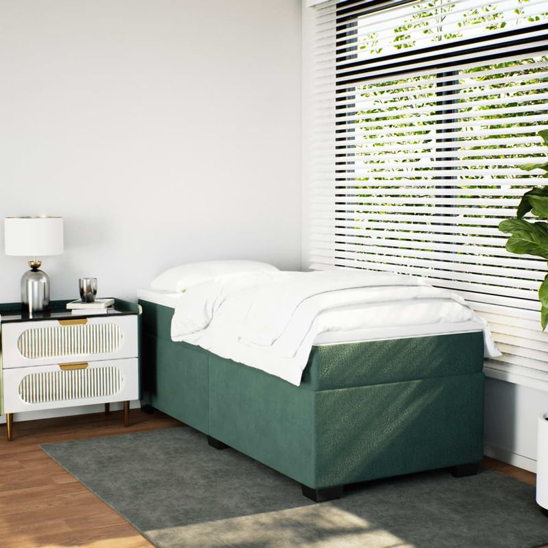 Casa si Gradina - Mobilier - Paturi si accesorii - Paturi - Pat continental cu saltea, verde inchis, 80x200 cm, catifea - Infinity.ro