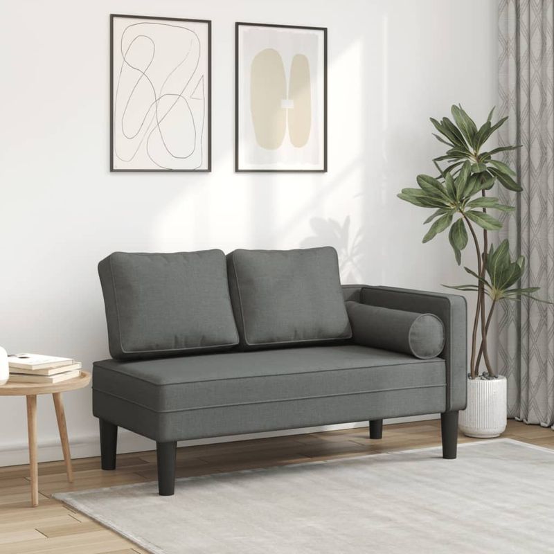 Casa si Gradina - Mobilier - Scaune si fotolii - Fotolii - Sezlong cu perne, gri inchis, material textil - Infinity.ro