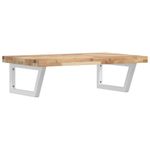 Casa si Gradina - Mobilier - Biblioteci si rafturi - Rafturi - Raft pentru lavoar montat pe perete, otel și lemn masiv acacia, maro și alb, mărime 100x50x4 cm, model trapez - Infinity.ro