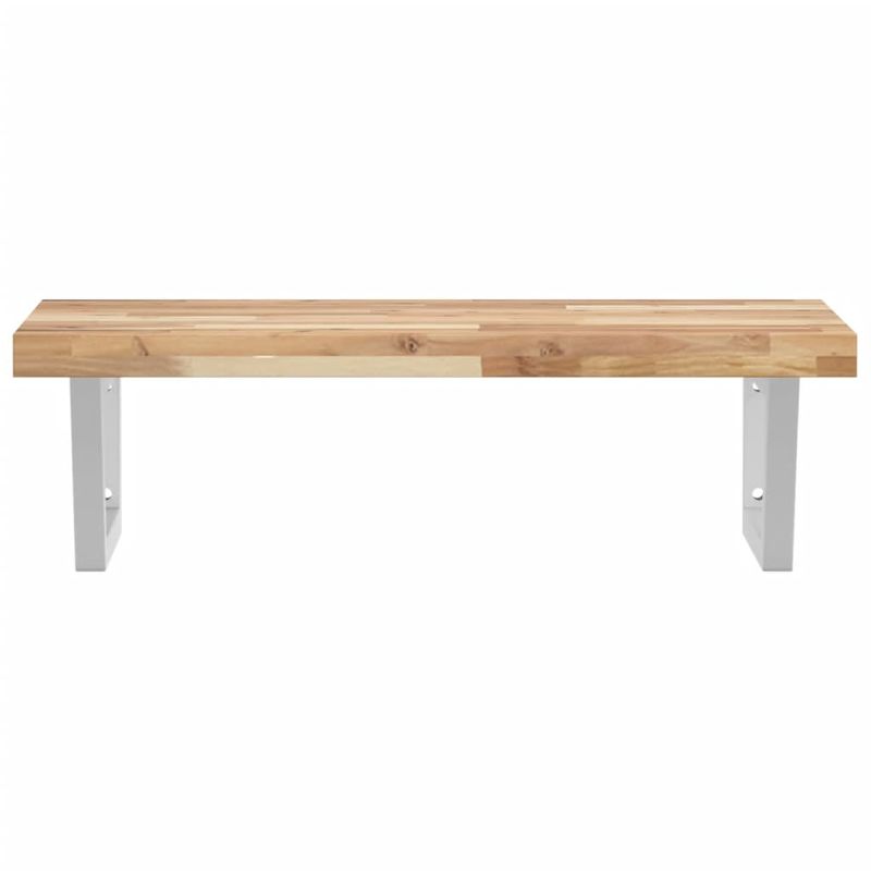 Casa si Gradina - Mobilier - Biblioteci si rafturi - Rafturi - Raft pentru lavoar montat pe perete, otel și lemn masiv acacia, maro și alb, mărime 100x50x4 cm, model trapez - Infinity.ro