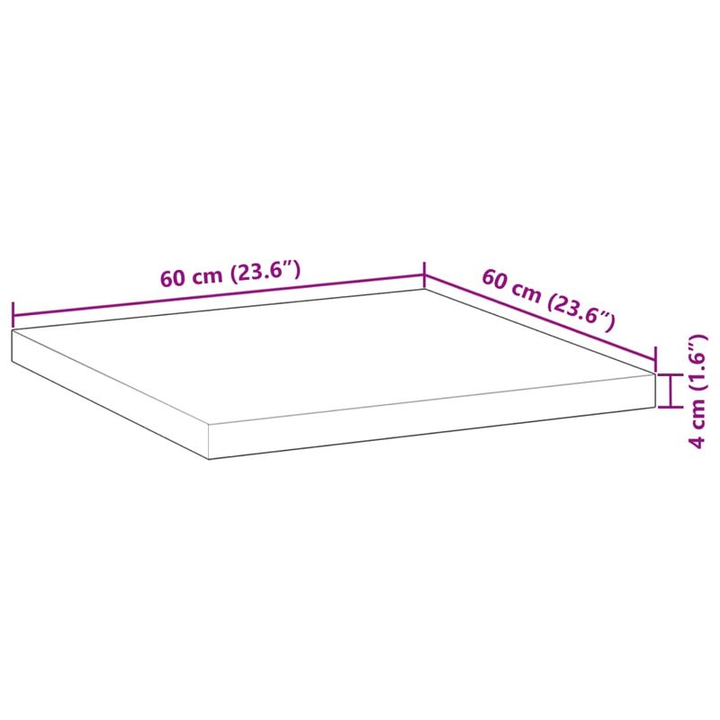 Casa si Gradina - Mobilier - Feronerie si accesorii mobila - Blat de masa patrat, 60x60x4 cm, lemn masiv de acacia, natural - Infinity.ro
