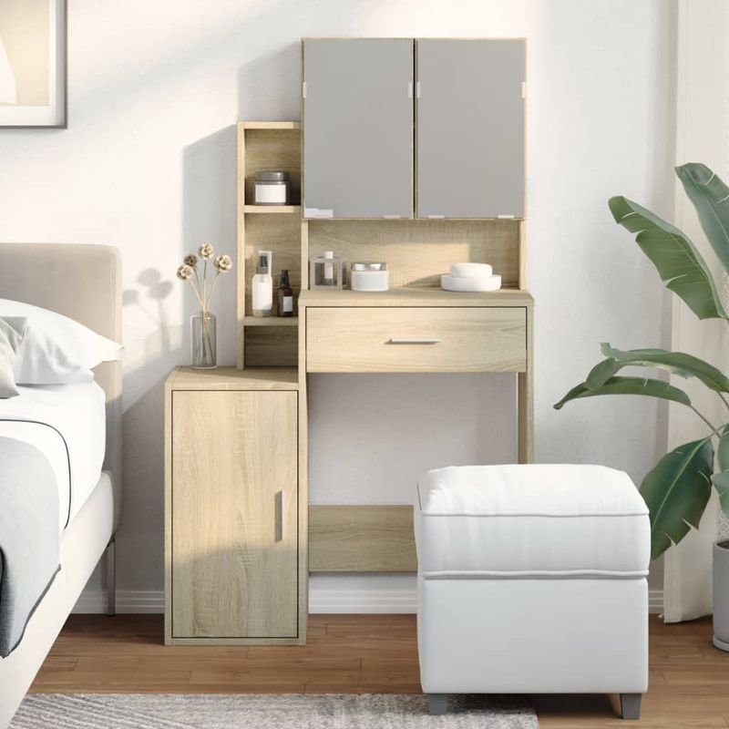 Casa si Gradina - Mobilier - Comode si corpuri - Masute de toaleta - Masa de toaleta cu dulap, stejar sonoma, 80x35x132 cm - Infinity.ro