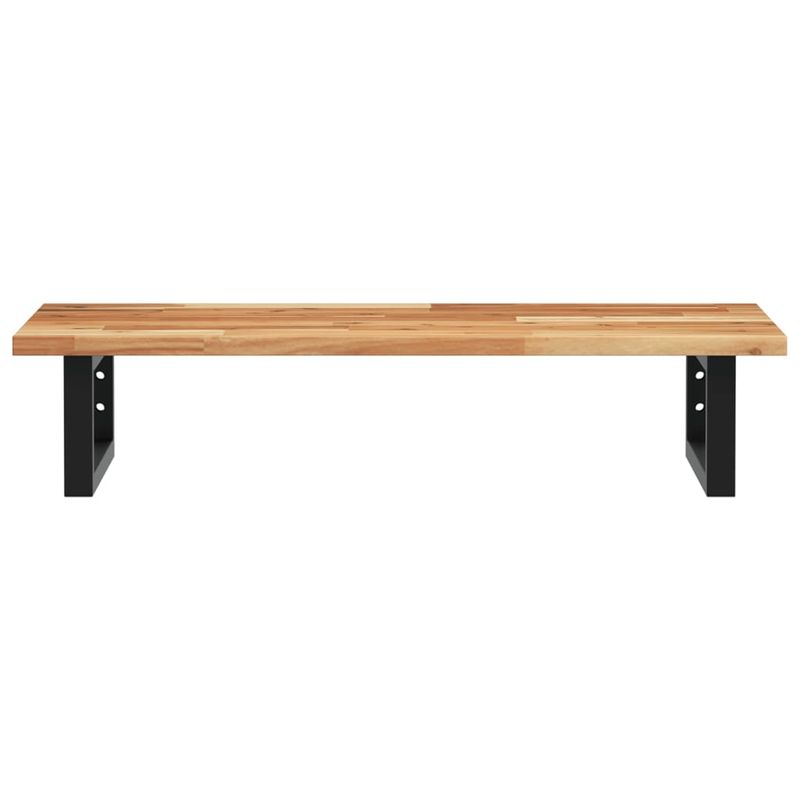 Casa si Gradina - Mobilier - Biblioteci si rafturi - Rafturi - Raft pentru lavoar montat pe perete, otel și lemn masiv acacia, maro închis și negru, mărime 100x40x2 cm, model dreptunghiular - Infinity.ro