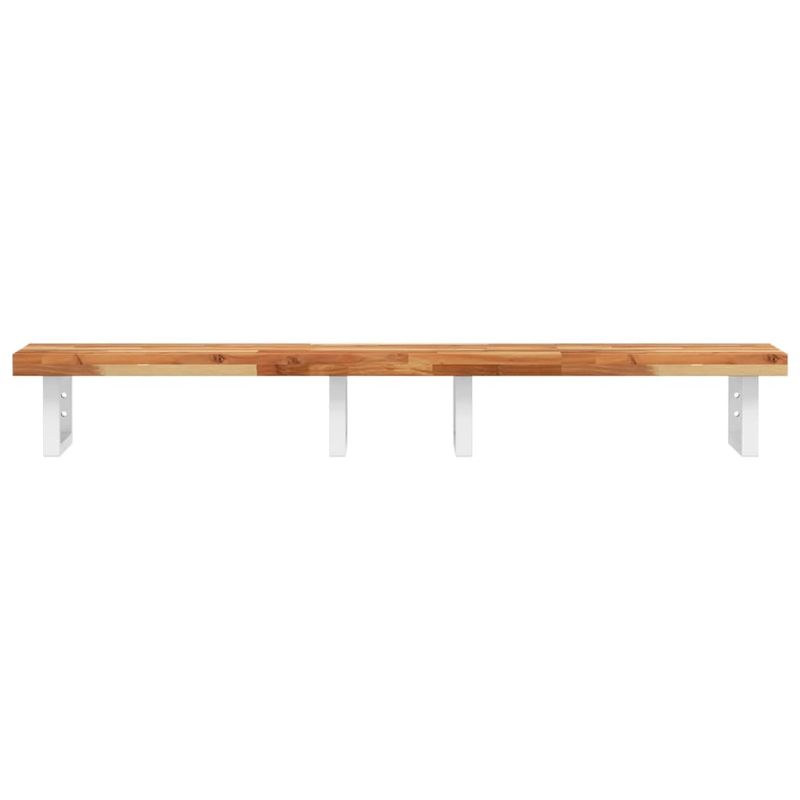 Casa si Gradina - Mobilier - Biblioteci si rafturi - Rafturi - Raft pentru lavoar montat pe perete, otel și lemn masiv acacia, maro închis și alb, mărime 160x40x4 cm, model dreptunghiular - Infinity.ro