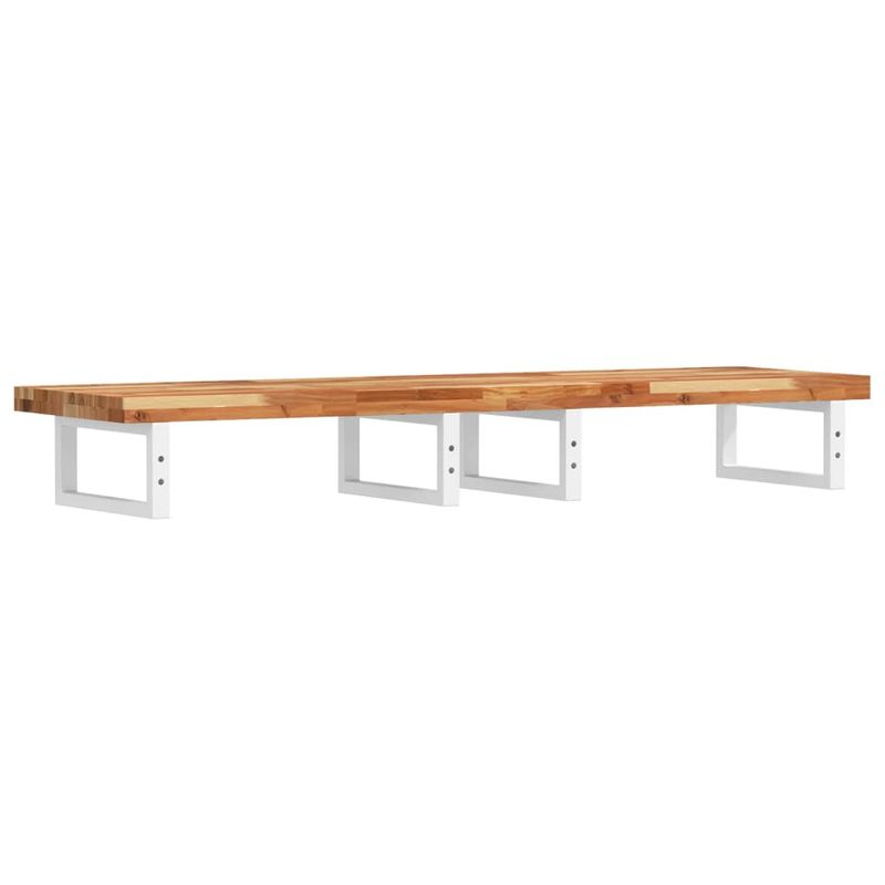 Casa si Gradina - Mobilier - Biblioteci si rafturi - Rafturi - Raft pentru lavoar montat pe perete, otel și lemn masiv acacia, maro închis și alb, mărime 160x40x4 cm, model dreptunghiular - Infinity.ro