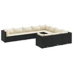 Casa si Gradina - Gradina si terasa - Mobilier exterior - Seturi mobila gradina - Set canapele de gradina cu perne, 10 piese, negru, poliratan - Infinity.ro