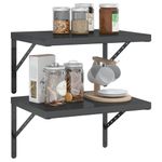 Casa si Gradina - Mobilier - Biblioteci si rafturi - Rafturi - Rafturi de perete, 2 buc., 50x40x3 cm, negru otel inoxidabil - Infinity.ro