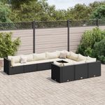 Casa si Gradina - Gradina si terasa - Mobilier exterior - Seturi mobila gradina - Set canapele de gradina cu perne, 10 piese, negru, poliratan - Infinity.ro