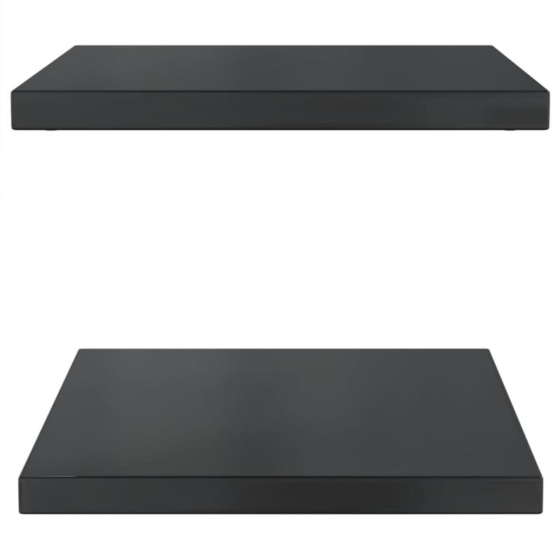 Casa si Gradina - Mobilier - Biblioteci si rafturi - Rafturi - Rafturi de perete, 2 buc., 50x40x3 cm, negru otel inoxidabil - Infinity.ro