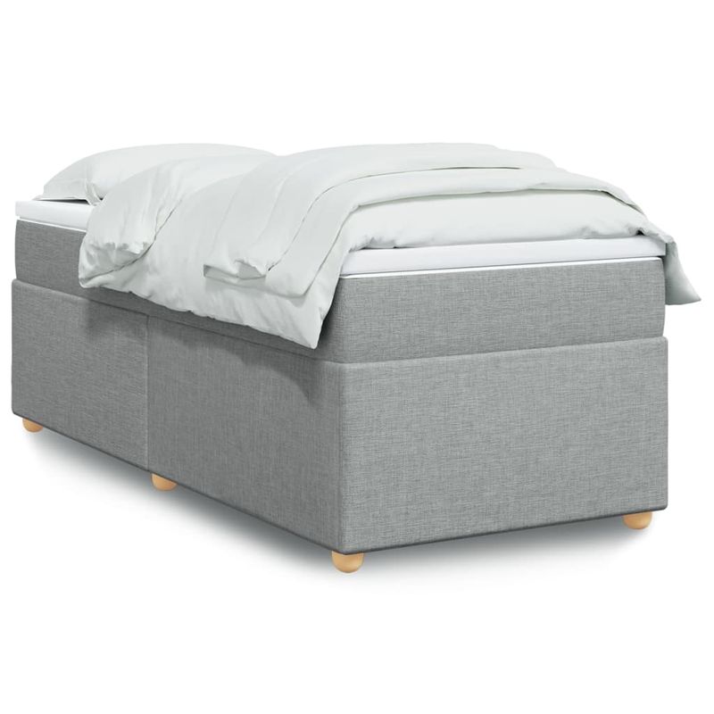 Casa si Gradina - Mobilier - Paturi si accesorii - Paturi - Pat continental cu saltea, gri deschis, 80x200 cm, textil - Infinity.ro