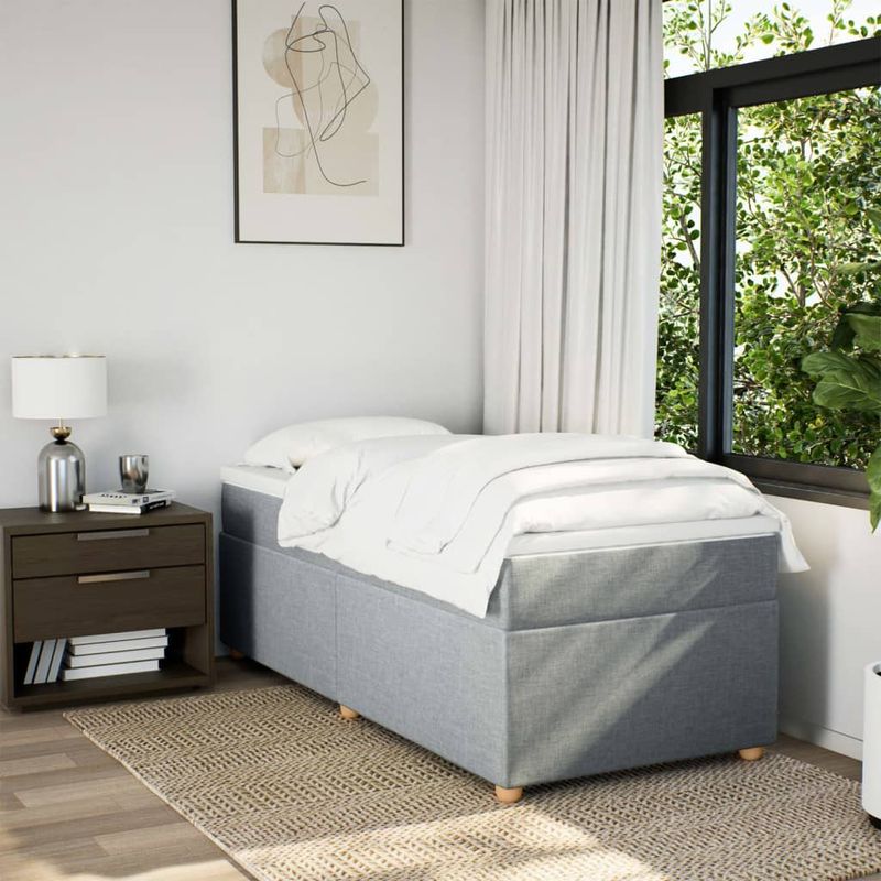 Casa si Gradina - Mobilier - Paturi si accesorii - Paturi - Pat continental cu saltea, gri deschis, 80x200 cm, textil - Infinity.ro