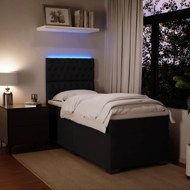 Casa si Gradina - Mobilier - Paturi si accesorii - Paturi - Pat box spring cu saltea, negru, 90x190 cm, catifea - Infinity.ro