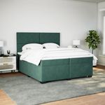 Casa si Gradina - Mobilier - Paturi si accesorii - Paturi - Pat box spring cu saltea, verde inchis, 200x200 cm, catifea - Infinity.ro