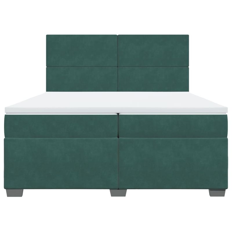 Casa si Gradina - Mobilier - Paturi si accesorii - Paturi - Pat box spring cu saltea, verde inchis, 200x200 cm, catifea - Infinity.ro