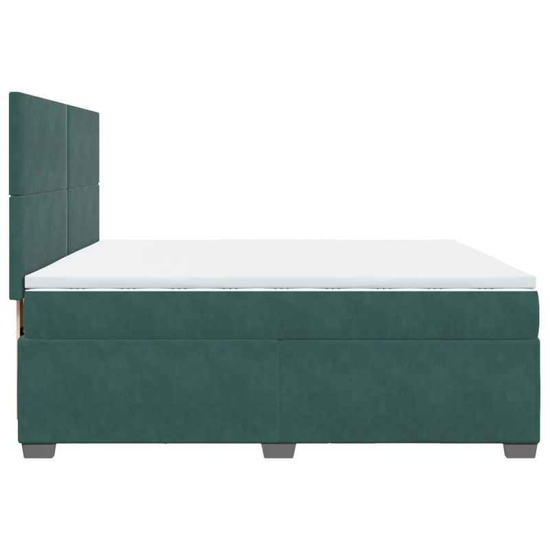 Casa si Gradina - Mobilier - Paturi si accesorii - Paturi - Pat box spring cu saltea, verde inchis, 200x200 cm, catifea - Infinity.ro