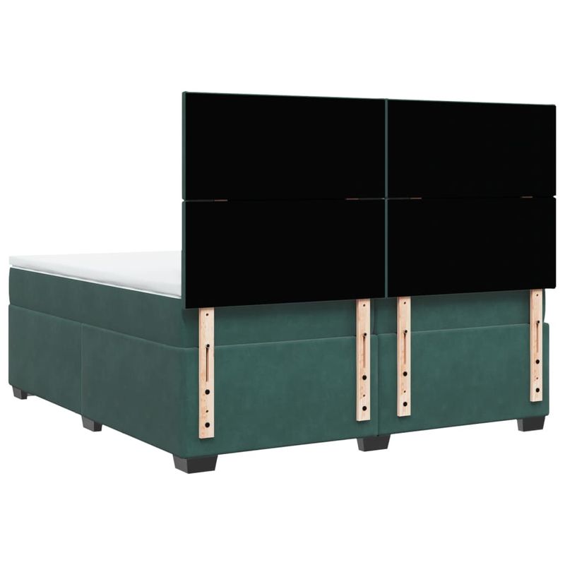Casa si Gradina - Mobilier - Paturi si accesorii - Paturi - Pat box spring cu saltea, verde inchis, 200x200 cm, catifea - Infinity.ro