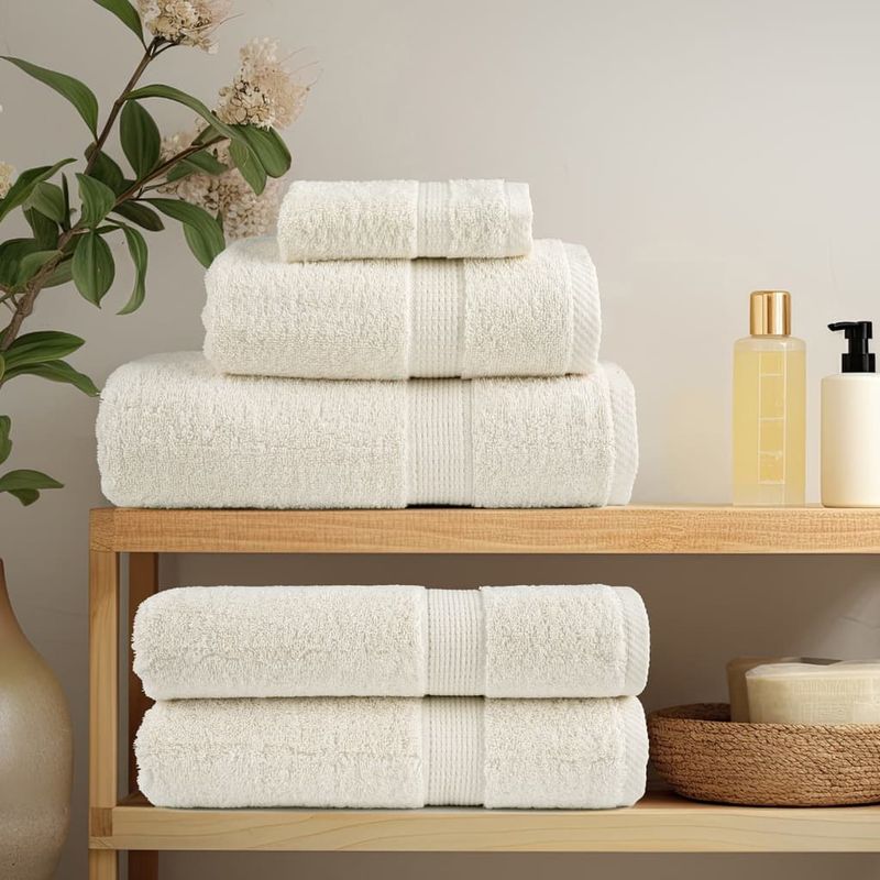 Casa si Gradina - Textile si covoare - Textile baie - Prosoape - Set de prosoape premium, 8 piese, crem, 600 g/m² 100% bumbac - Infinity.ro