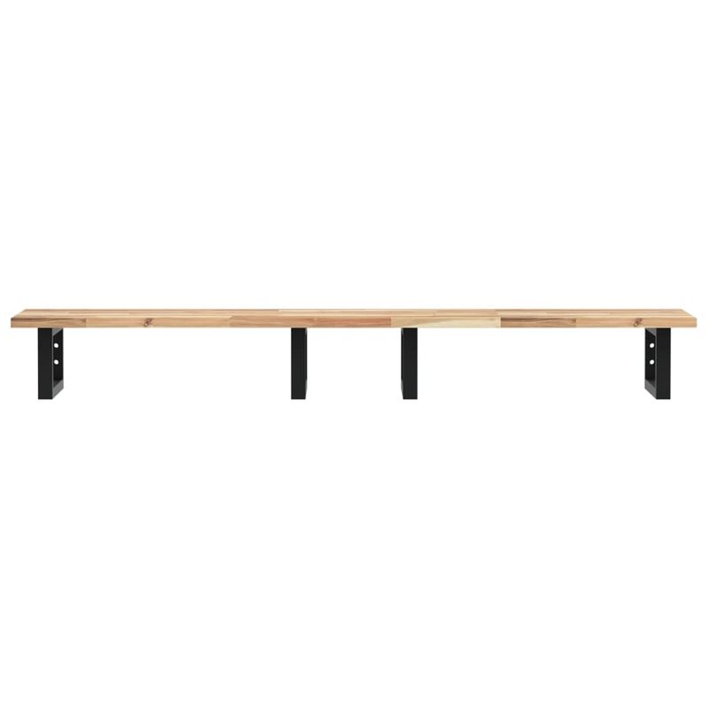Casa si Gradina - Mobilier - Biblioteci si rafturi - Rafturi - Raft pentru lavoar montat pe perete, otel și lemn masiv acacia, maro și negru, mărime 160x40x2 cm, model dreptunghiular - Infinity.ro
