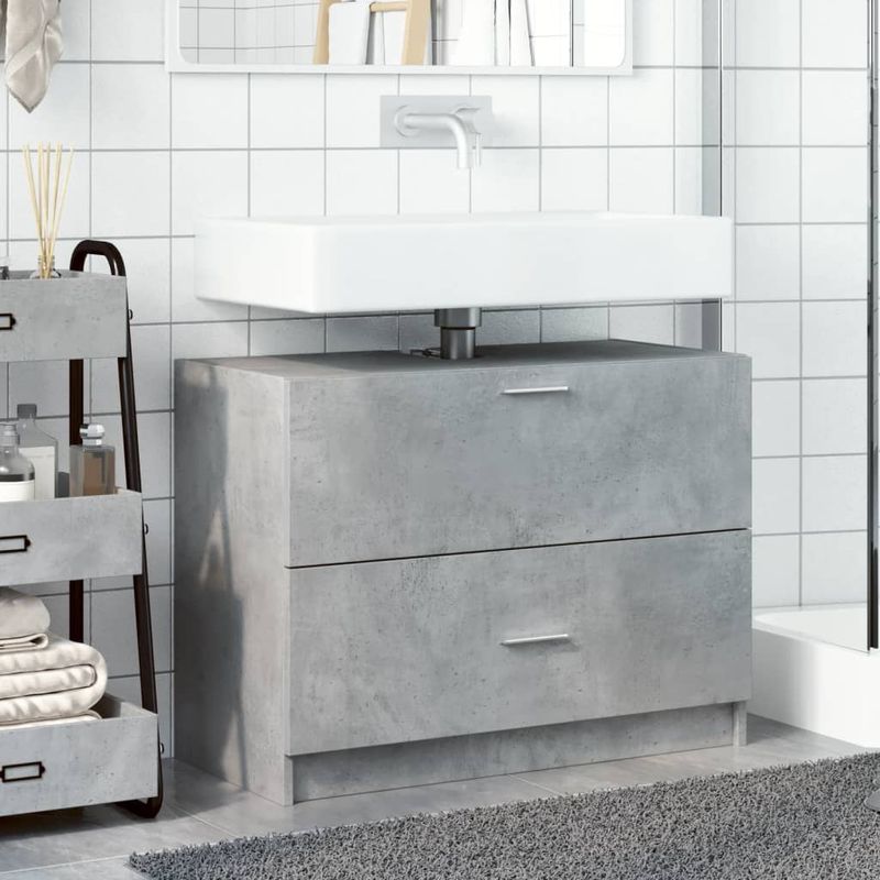 Casa si Gradina - Mobilier - Mobilier baie - Comode baie - Dulap de chiuveta, gri beton, 78x37x59 cm, lemn prelucrat - Infinity.ro