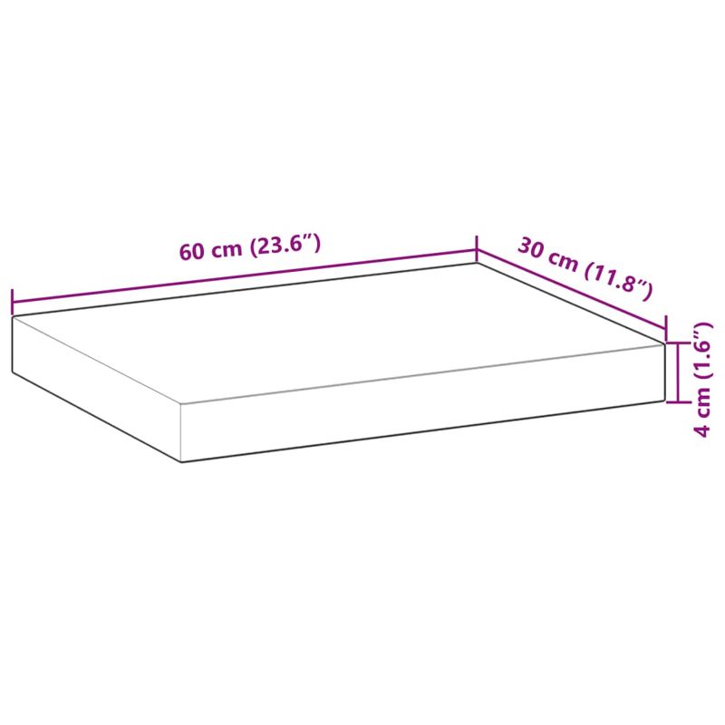 Casa si Gradina - Mobilier - Biblioteci si rafturi - Rafturi - Raft suspendat 60x30x4 cm lemn masiv acacia netratat - Infinity.ro