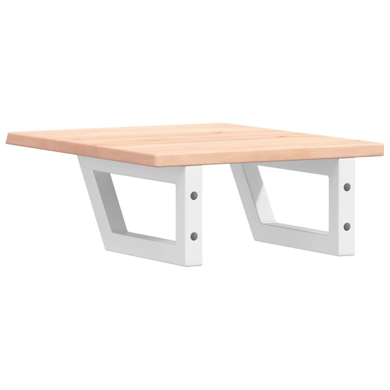 Casa si Gradina - Mobilier - Biblioteci si rafturi - Rafturi - Raft pentru lavoar montat pe perete, otel și lemn masiv stejar, maro și alb, mărime 40x50x2 cm, model trapez - Infinity.ro