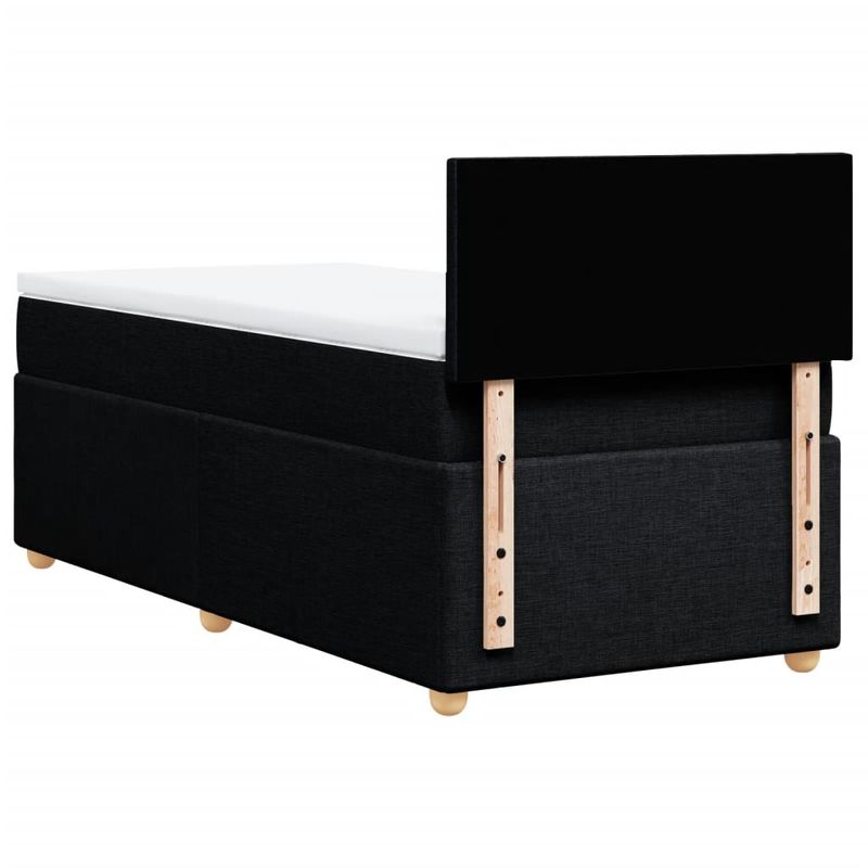 Casa si Gradina - Mobilier - Paturi si accesorii - Paturi - Pat cu arcuri cu saltea, negru, de o persoana, textil, model design simplu - Infinity.ro