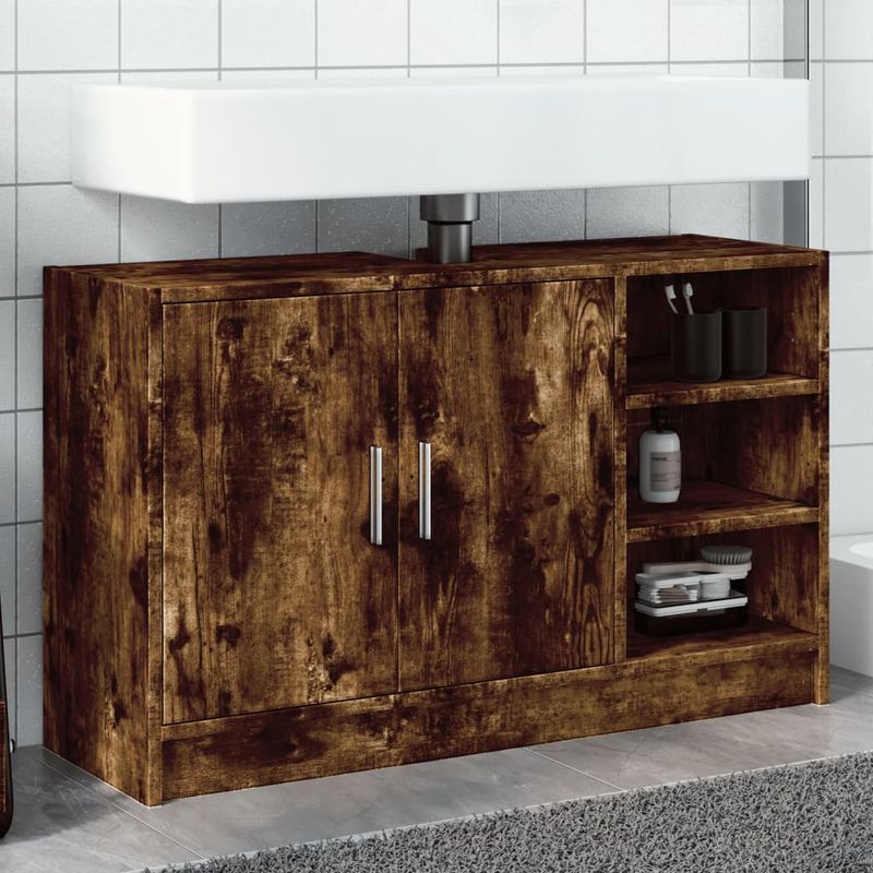 Casa si Gradina - Mobilier - Mobilier baie - Comode baie - Dulap de chiuveta, stejar fumuriu, 90x29x55 cm, lemn prelucrat - Infinity.ro
