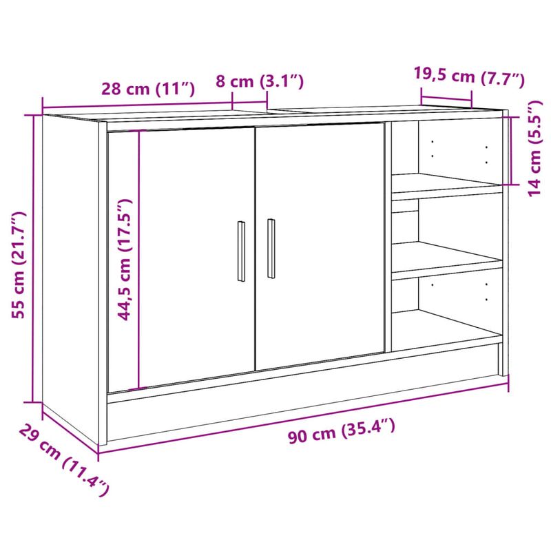 Casa si Gradina - Mobilier - Mobilier baie - Comode baie - Dulap de chiuveta, stejar fumuriu, 90x29x55 cm, lemn prelucrat - Infinity.ro