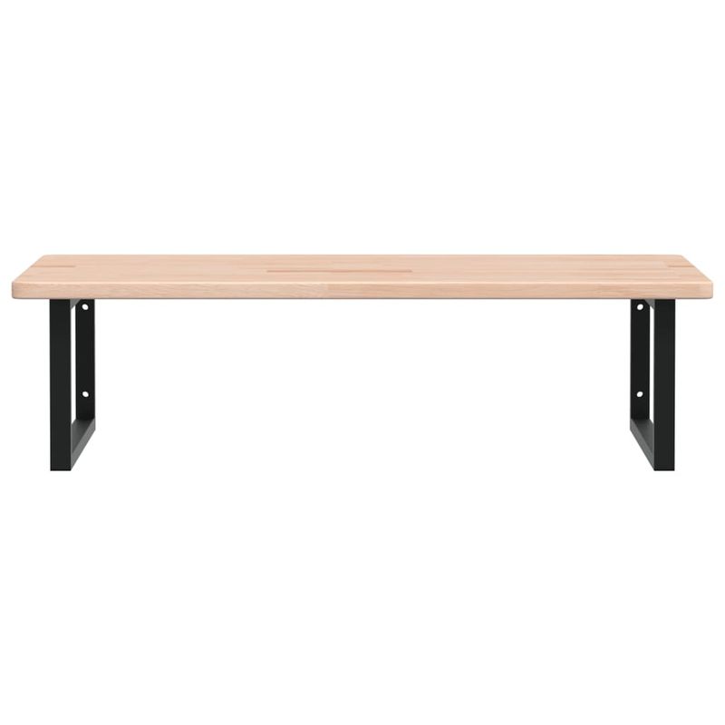 Casa si Gradina - Mobilier - Biblioteci si rafturi - Rafturi - Raft pentru lavoar montat pe perete, otel și lemn masiv stejar, maro și negru, mărime 100x60x2.5 cm, model dreptunghiular - Infinity.ro