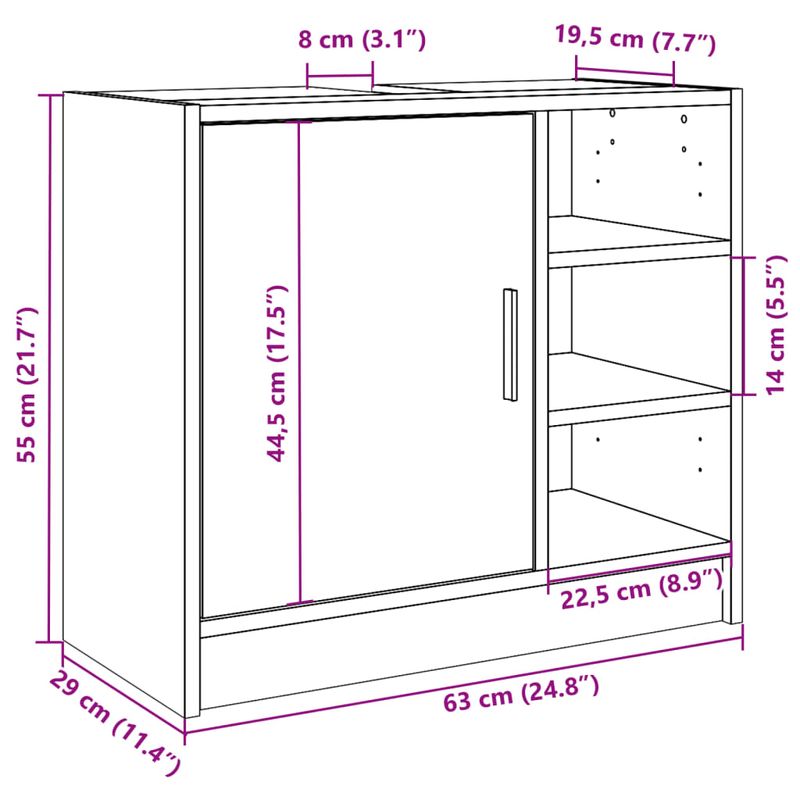 Casa si Gradina - Mobilier - Mobilier baie - Comode baie - Dulap de chiuveta, gri beton, 63x29x55 cm, lemn prelucrat - Infinity.ro