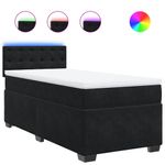 Casa si Gradina - Mobilier - Paturi si accesorii - Paturi - Pat cu arcuri cu saltea, negru, de o persoana, catifea, model cu blocuri pătrate - Infinity.ro
