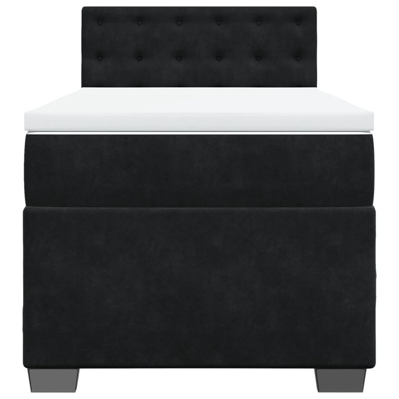 Casa si Gradina - Mobilier - Paturi si accesorii - Paturi - Pat cu arcuri cu saltea, negru, de o persoana, catifea, model cu blocuri pătrate - Infinity.ro