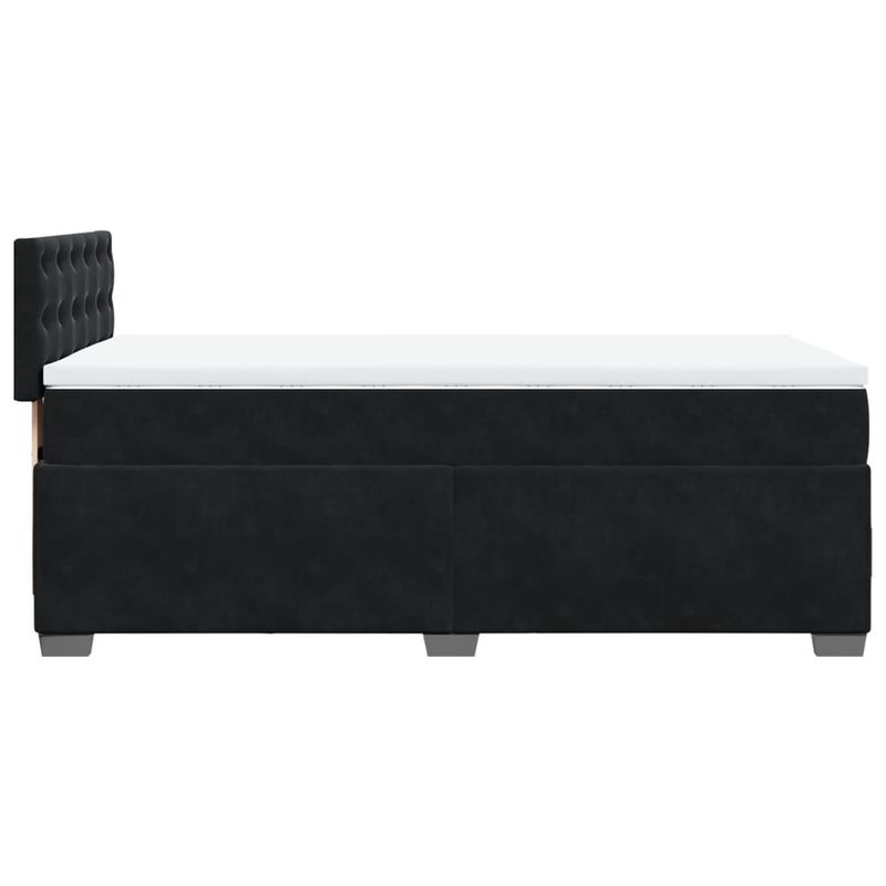 Casa si Gradina - Mobilier - Paturi si accesorii - Paturi - Pat cu arcuri cu saltea, negru, de o persoana, catifea, model cu blocuri pătrate - Infinity.ro