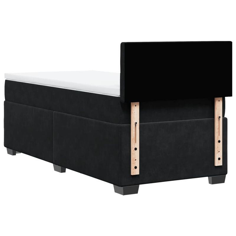 Casa si Gradina - Mobilier - Paturi si accesorii - Paturi - Pat cu arcuri cu saltea, negru, de o persoana, catifea, model cu blocuri pătrate - Infinity.ro