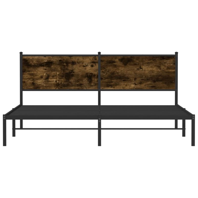 Casa si Gradina - Mobilier - Paturi si accesorii - Paturi - Cadru pat metalic cu tablie, stejar fumuriu, 180x200 cm - Infinity.ro