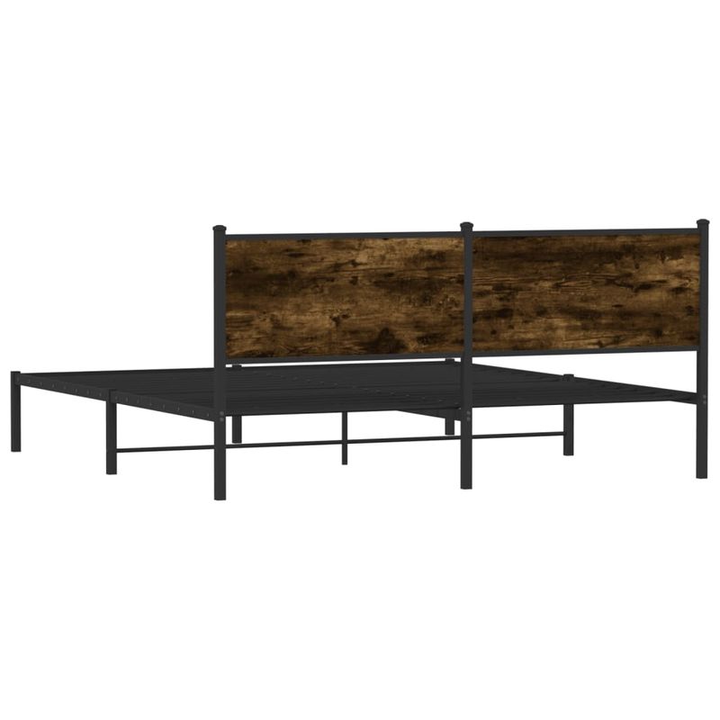 Casa si Gradina - Mobilier - Paturi si accesorii - Paturi - Cadru pat metalic cu tablie, stejar fumuriu, 180x200 cm - Infinity.ro
