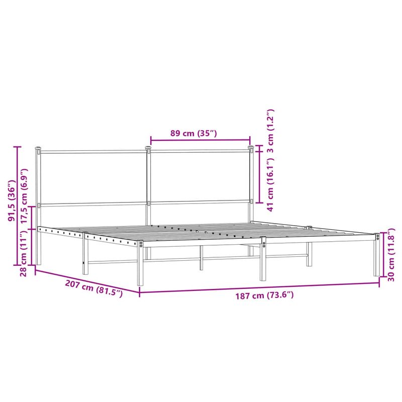 Casa si Gradina - Mobilier - Paturi si accesorii - Paturi - Cadru pat metalic cu tablie, stejar fumuriu, 180x200 cm - Infinity.ro