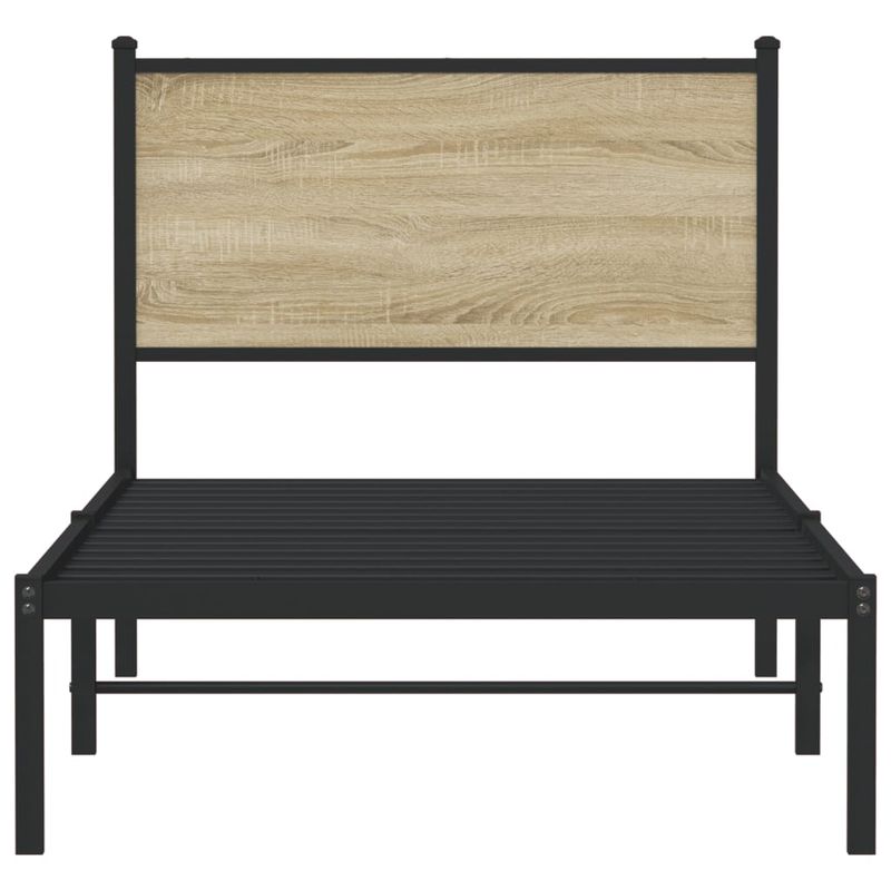 Casa si Gradina - Mobilier - Paturi si accesorii - Paturi - Cadru de pat metalic cu tablie, stejar sonoma, 90x190 cm - Infinity.ro