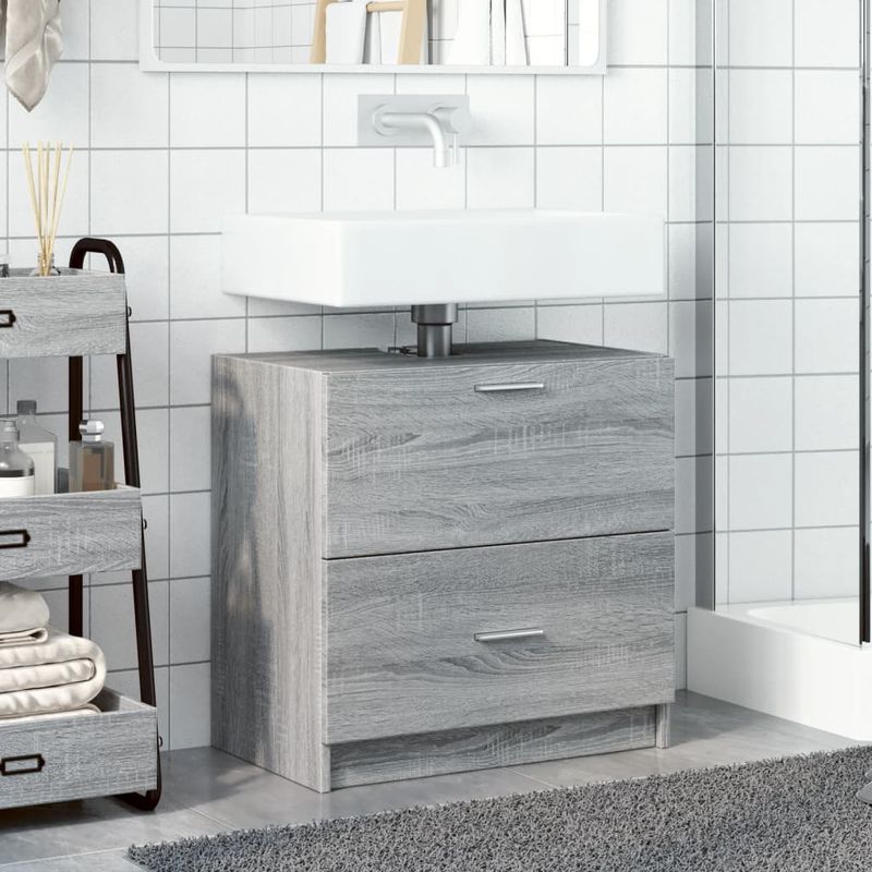 Casa si Gradina - Mobilier - Mobilier baie - Comode baie - Dulap de chiuveta, gri sonoma, 59x37x59 cm, lemn prelucrat - Infinity.ro