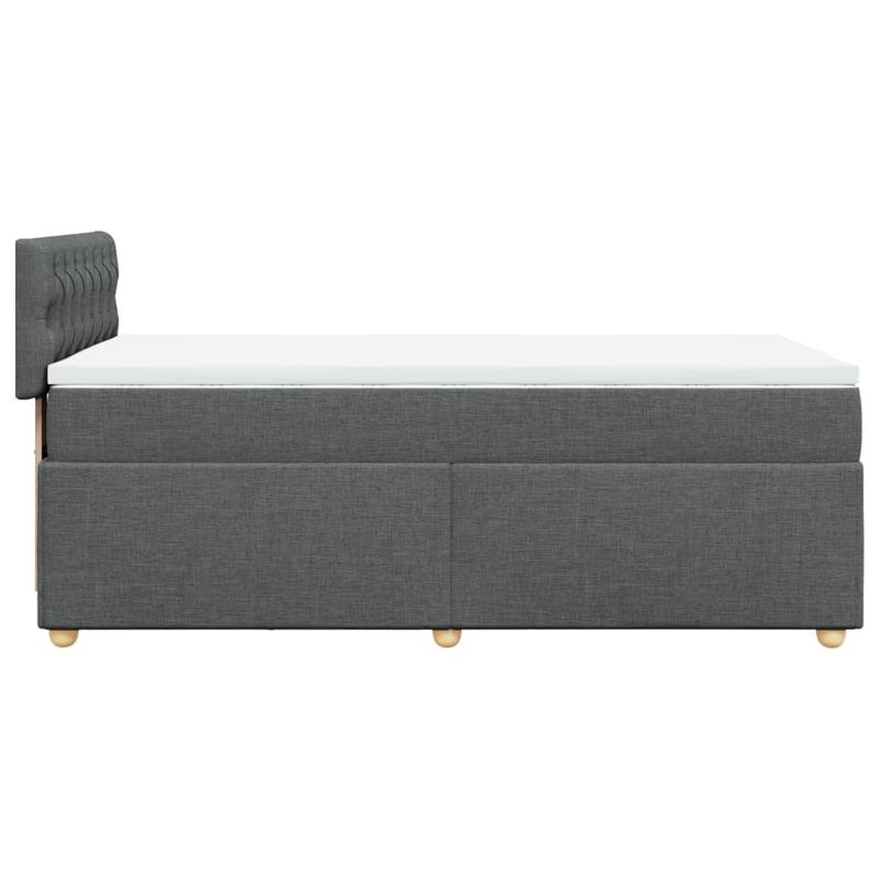Casa si Gradina - Mobilier - Paturi si accesorii - Paturi - Pat cu arcuri cu saltea, gri inchis, de o persoana, textil, model design cu nasturi - Infinity.ro