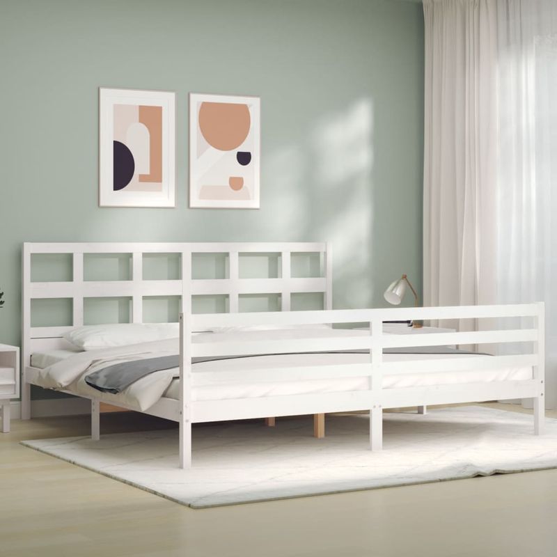 Casa si Gradina - Mobilier - Paturi si accesorii - Paturi - Cadru de pat cu tablie single mic, alb, lemn masiv - Infinity.ro