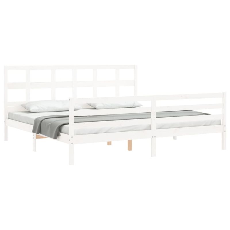 Casa si Gradina - Mobilier - Paturi si accesorii - Paturi - Cadru de pat cu tablie single mic, alb, lemn masiv - Infinity.ro