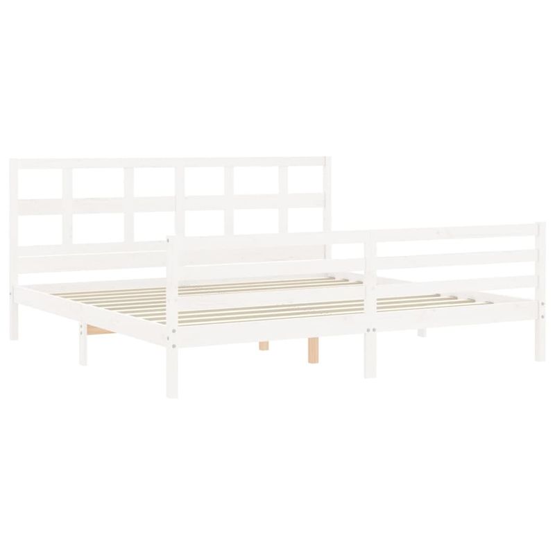Casa si Gradina - Mobilier - Paturi si accesorii - Paturi - Cadru de pat cu tablie single mic, alb, lemn masiv - Infinity.ro